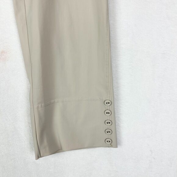 IC By Connie K Button Hem Slim Crops Size Medium Oyster Tan NEW Stretch - Picture 4 of 7